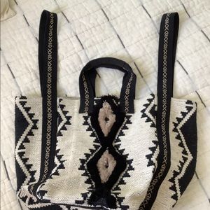 Boho textured carpet satchel bag